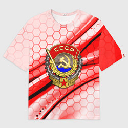 Футболка оверсайз мужская СССР текстура броня, цвет: 3D-принт