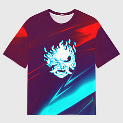 Футболка оверсайз мужская Samurai geometry stripes neon, цвет: 3D-принт