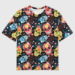 Мужская футболка оверсайз Узорчатые черепа