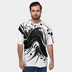 Футболка оверсайз мужская Чёрно-белая абстракция нейросеть, цвет: 3D-принт — фото 2