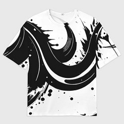 Футболка оверсайз мужская Чёрно-белая экспрессивная абстракция, цвет: 3D-принт