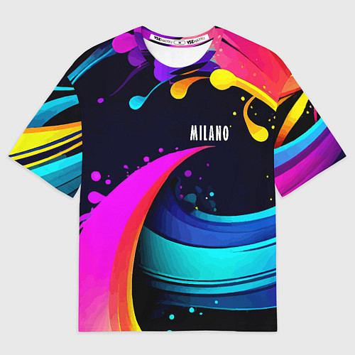 Мужская футболка оверсайз Neon abstraction - Milano / 3D-принт – фото 1