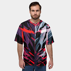 Футболка оверсайз мужская Хаотичная чёрно-красная абстракция, цвет: 3D-принт — фото 2