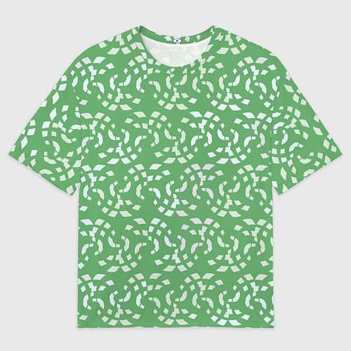Мужская футболка оверсайз Мозаика на зеленом / 3D-принт – фото 1