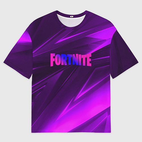 Мужская футболка оверсайз Fortnite neon stripes angles logo / 3D-принт – фото 1