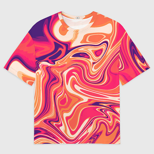 Мужская футболка оверсайз Абстракция кислотно мраморный фон / 3D-принт – фото 1