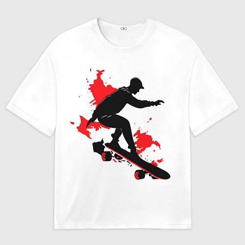 Мужская футболка оверсайз Черный скейтер / 3D-принт – фото 1
