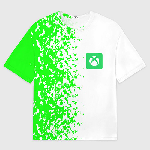 Мужская футболка оверсайз Xbox кислотные зеленые краски / 3D-принт – фото 1