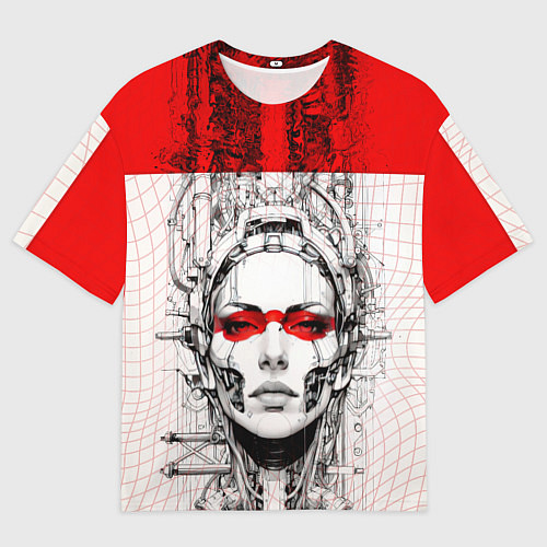 Мужская футболка оверсайз Футуристичная женщина-андроид / 3D-принт – фото 1