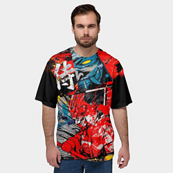 Футболка оверсайз мужская Самурай и демон Они, цвет: 3D-принт — фото 2