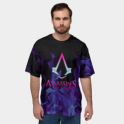 Футболка оверсайз мужская Assassins Creed flame, цвет: 3D-принт — фото 2