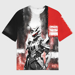 Футболка оверсайз мужская Боевой киборг в белой броне, цвет: 3D-принт
