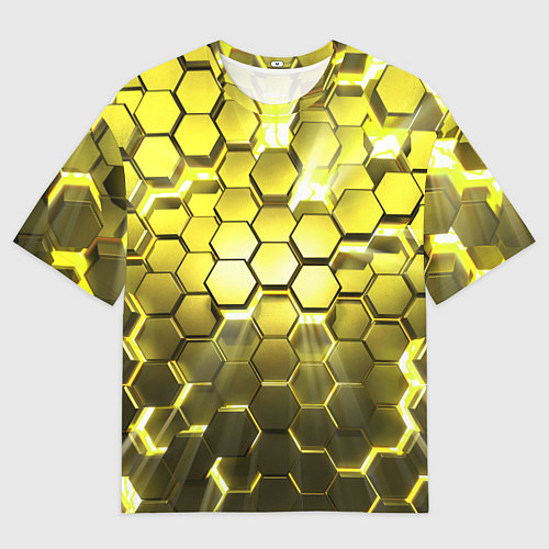 Мужская футболка оверсайз Золотые соты / 3D-принт – фото 1