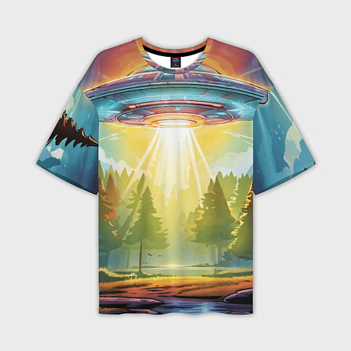 Мужская футболка оверсайз UFO In The Forest / 3D-принт – фото 1