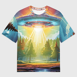 Футболка оверсайз мужская UFO In The Forest, цвет: 3D-принт