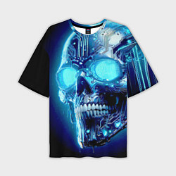 Футболка оверсайз мужская Neon cyber skull - ai art, цвет: 3D-принт
