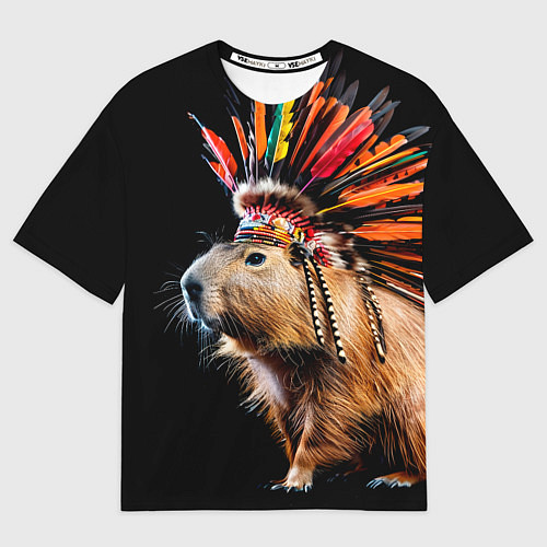 Мужская футболка оверсайз Капибара индеец / 3D-принт – фото 1