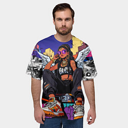 Футболка оверсайз мужская Городской ангел - urban style, цвет: 3D-принт — фото 2