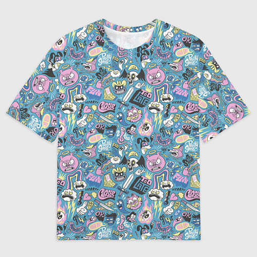 Мужская футболка оверсайз Дудл животные и меч / 3D-принт – фото 1