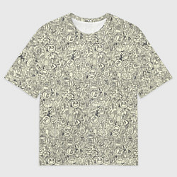 Футболка оверсайз мужская Смайл и человечки, цвет: 3D-принт