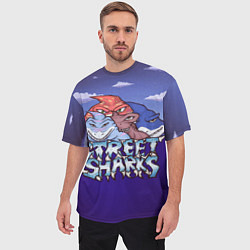 Футболка оверсайз мужская Street sharks - Городские Уличные Акулы, цвет: 3D-принт — фото 2