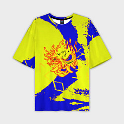 Мужская футболка оверсайз Samurai logo yellow fire