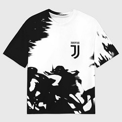Мужская футболка оверсайз Juventus smoke black fire
