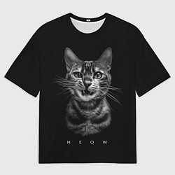 Мужская футболка оверсайз Cat meow black and white - big picture