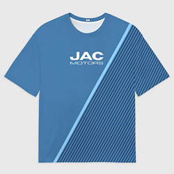 Мужская футболка оверсайз Jac motors сине-голубой с полосой