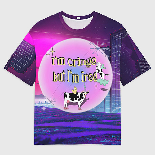 Мужская футболка оверсайз Кринж свобода на белом фоне / 3D-принт – фото 1