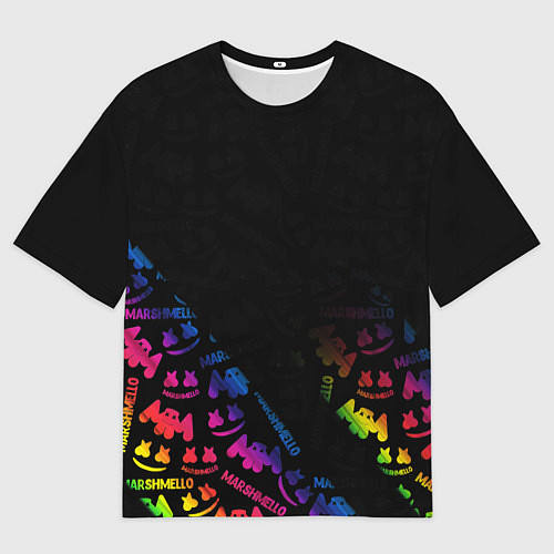 Мужская футболка оверсайз Marshmello neon dj / 3D-принт – фото 1