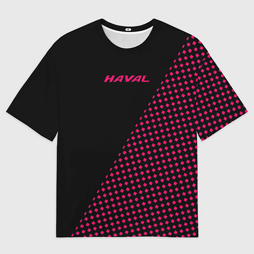 Мужская футболка оверсайз Haval чёрно-розовый шахматка / 3D-принт – фото 1