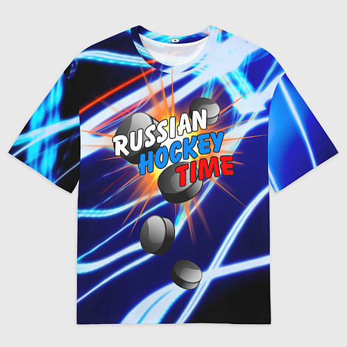 Мужская футболка оверсайз Время русского хоккея / 3D-принт – фото 1