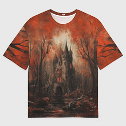 Футболка оверсайз мужская Замок в осеннем лесу, цвет: 3D-принт