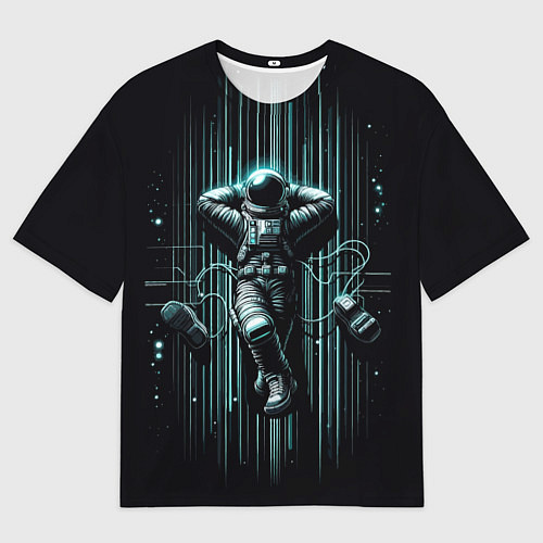 Мужская футболка оверсайз Отдыхающий космонавт / 3D-принт – фото 1