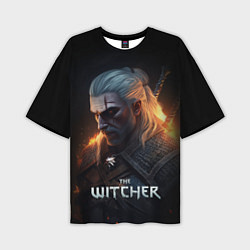 Мужская футболка оверсайз The Witcher and fire