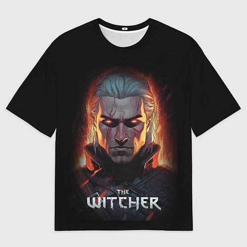 Мужская футболка оверсайз Ведьмак с красными глазами / 3D-принт – фото 1