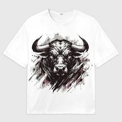 Мужская футболка оверсайз Гранж - портрет быка: голова
