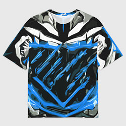 Футболка оверсайз мужская Blue and white abstraction on a black background, цвет: 3D-принт