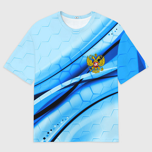 Мужская футболка оверсайз Герб РФ соты текстура / 3D-принт – фото 1