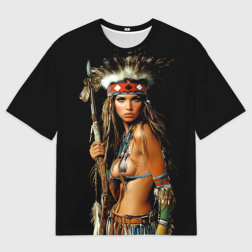 Мужская футболка оверсайз Амазонка в роуче с пикой / 3D-принт – фото 1