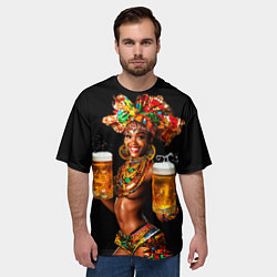 Футболка оверсайз мужская Пиво африканское - подача топлес, цвет: 3D-принт — фото 2