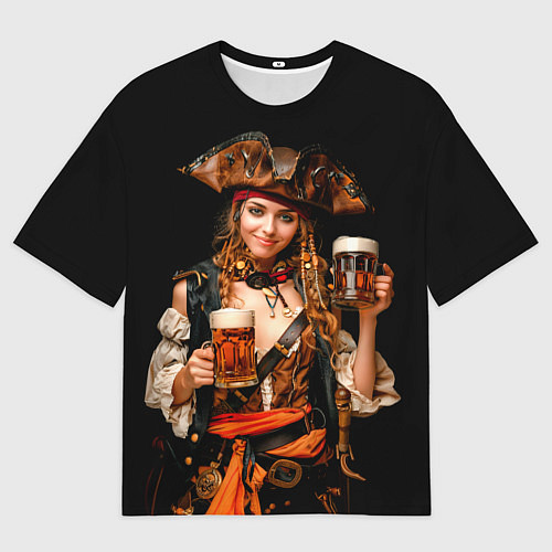 Мужская футболка оверсайз Пиво на Тартуге - красотка / 3D-принт – фото 1