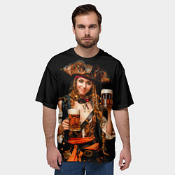 Футболка оверсайз мужская Пиво на Тартуге - красотка, цвет: 3D-принт — фото 2