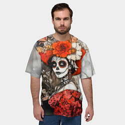 Футболка оверсайз мужская Катрина в красном, цвет: 3D-принт — фото 2