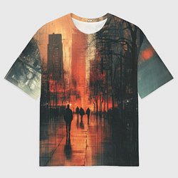 Футболка оверсайз мужская Осенний городской вечер, цвет: 3D-принт
