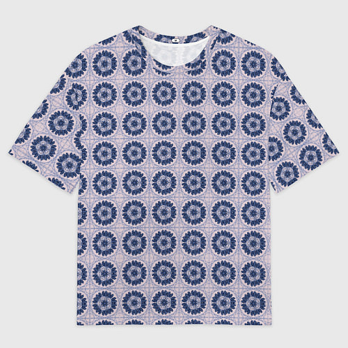 Мужская футболка оверсайз Узор синяя плитка / 3D-принт – фото 1