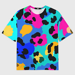 Футболка оверсайз мужская Радужный неоновый леопард, цвет: 3D-принт