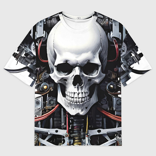 Мужская футболка оверсайз Cyber skull - ai art / 3D-принт – фото 1