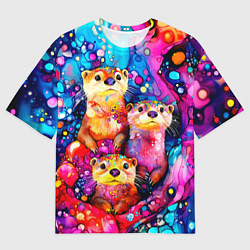 Мужская футболка оверсайз Три выдры